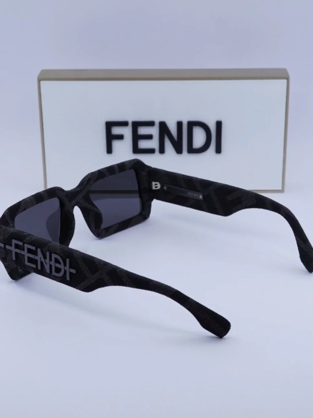 Fendi FE40074U 05A Rectangle Sunglasses - Grey Monogram / Grey